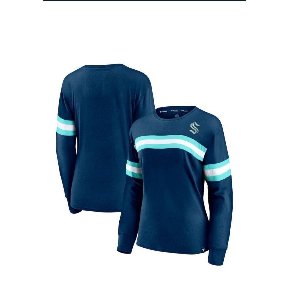 🌸 Fanatics NHL Seattle Kraken Women’s Color Block Long Sleeve Tee Size Small